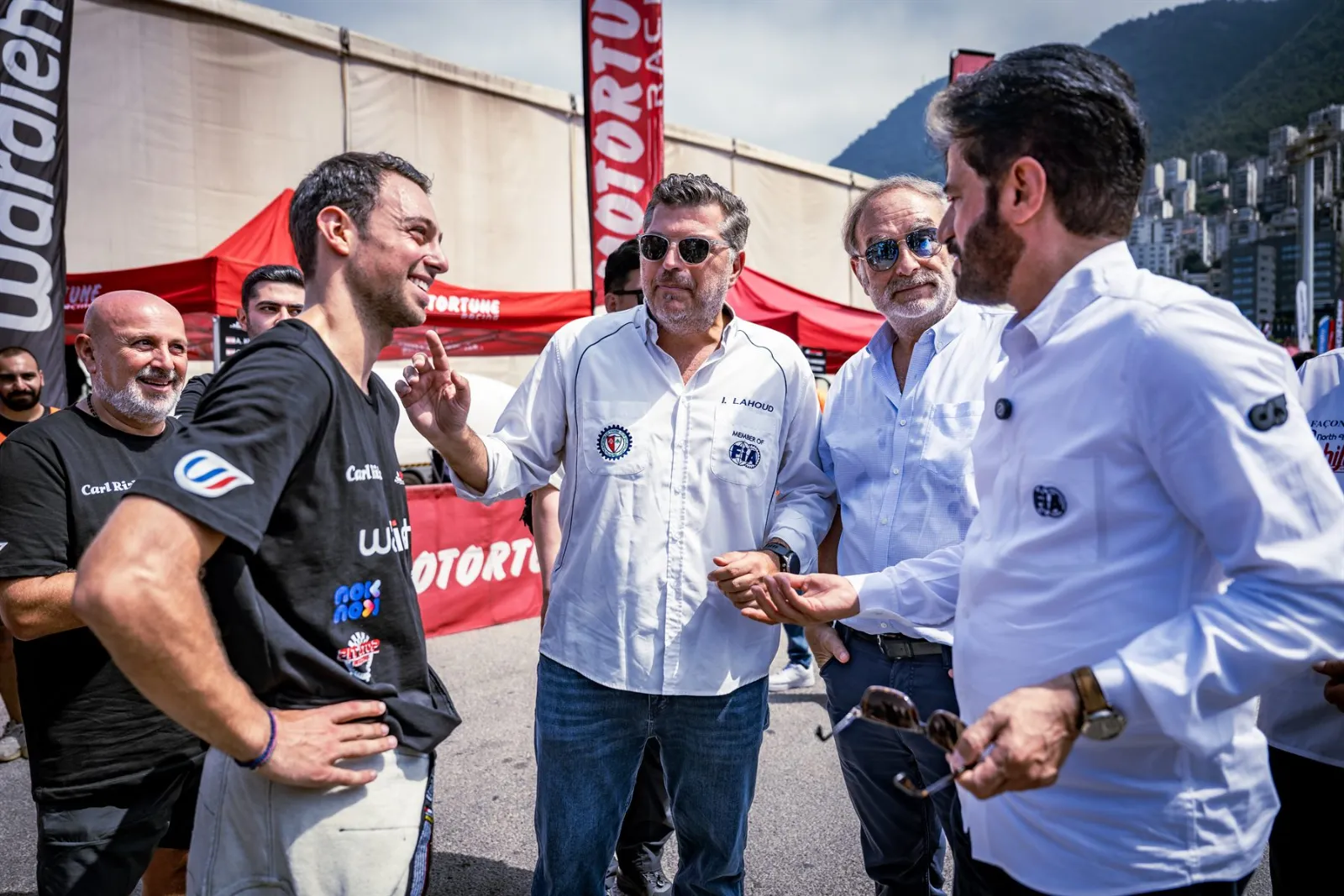 Carl Rizk with FIA President Mohammed Ben Sulayem at Rally of Lebanon 2026