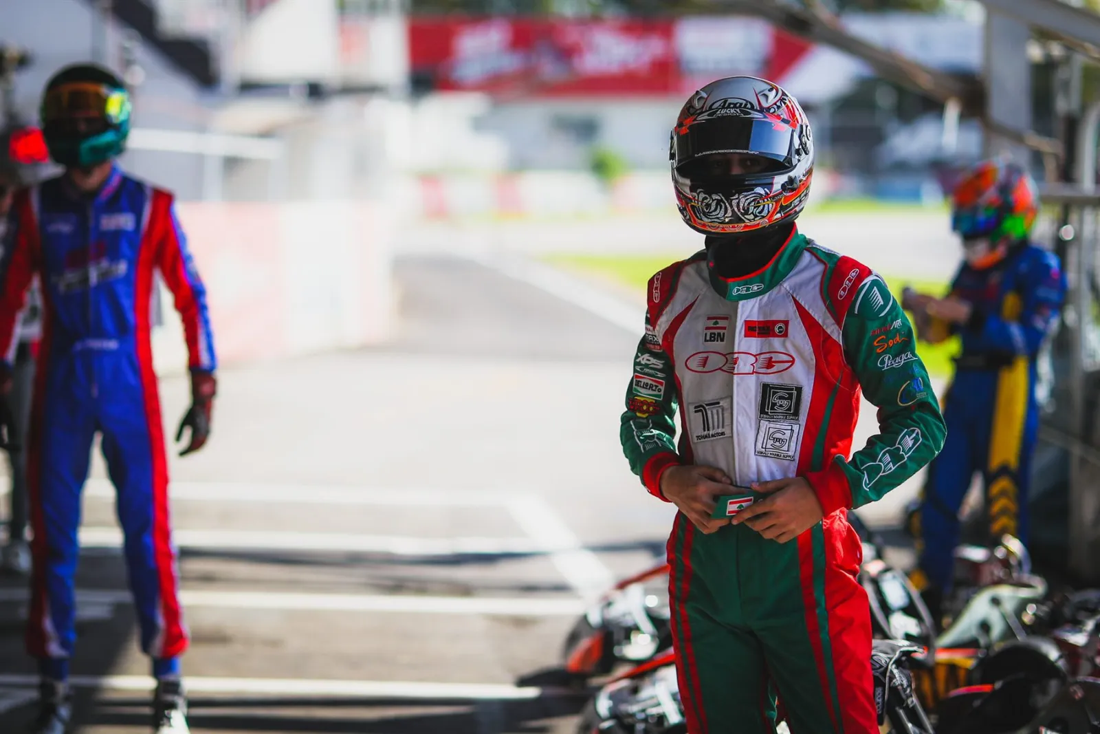 Carl Rizk in the karting pit lane